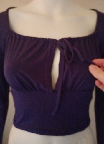 m Beden mor Renk Mor crop bluz