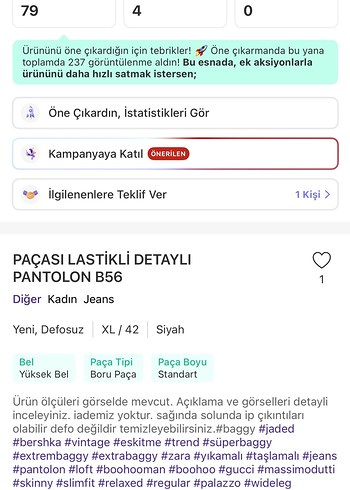 Bershka Siyah Kadın Regular Fit Pantolon