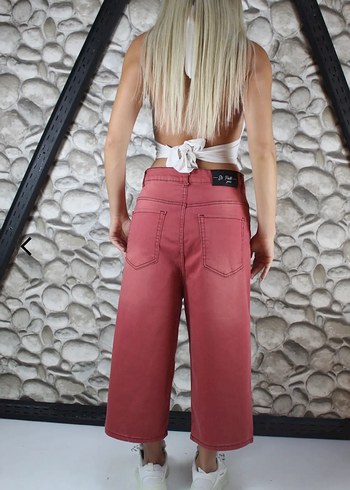 42 Beden Pembe Mini Loose Fit Kadın Kot Pantolon
