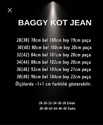 38 Beden Baggy kot Jean
