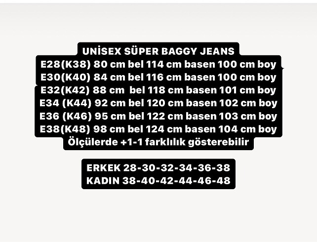 46 Beden lacivert Renk UNISEX SUPER BAGGY JEAN