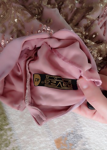 Diğer Pudra Pembe Drape Detaylı Uzun Abiye Elbise
