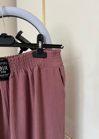 xxl Beden pembe Renk Pembe Pliseli Rahat Kesim Kadın Pantolon