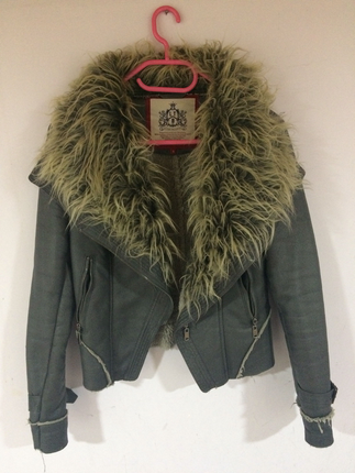 Ltb gri kürklü deri mont
