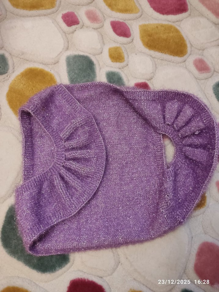 Kız Çocuk Mor Örgü Bolero Yelek - Görsel 3