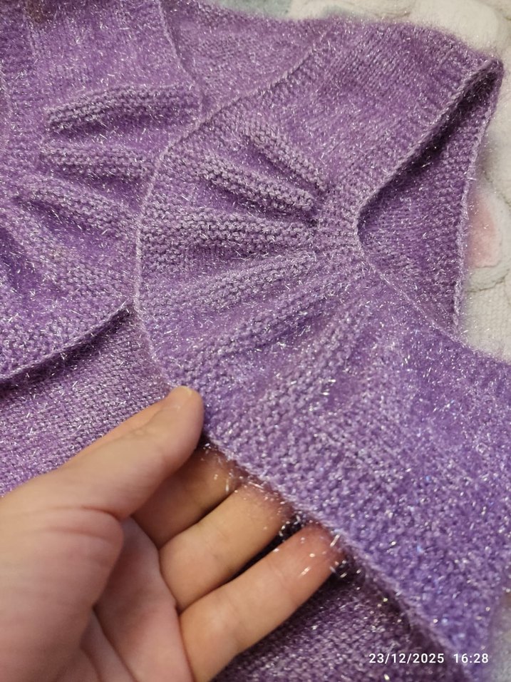 Kız Çocuk Mor Örgü Bolero Yelek - Görsel 2