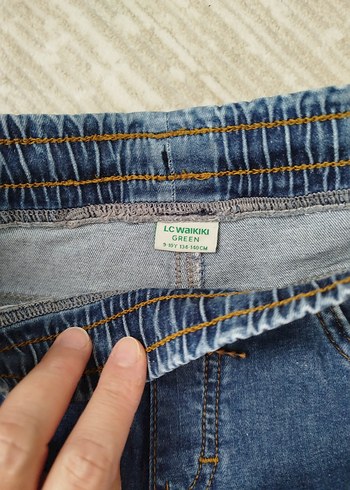 9 Yaş Beden mavi Renk erkek çocuk beli lastikli rahat kot pantolon