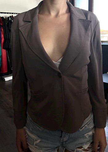 Düğmeli İnce Kumaş Kahve Blazer Ceket