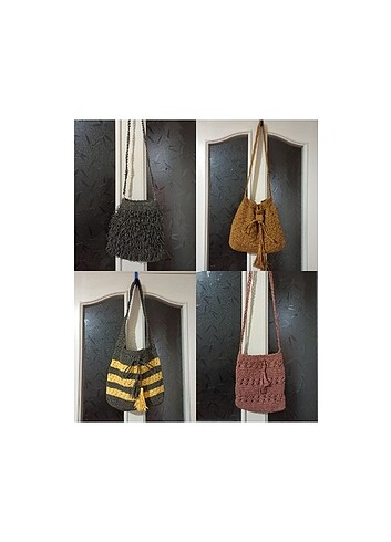 Kağıt ip örgü hasır çanta  - Görsel 7