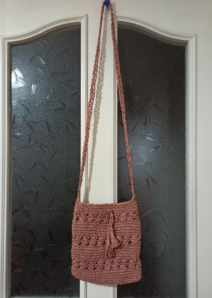 Kağıt ip örgü hasır çanta  - Görsel 3