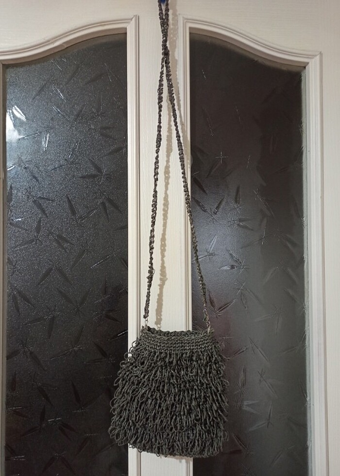 Kağıt ip örgü hasır çanta  - Görsel 5