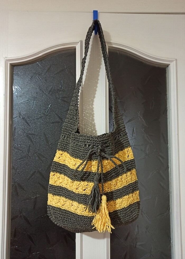 Kağıt ip örgü çanta - Görsel 5