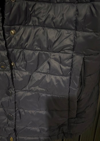 Düğmeli Lacivert Kadın Mont - Görsel 3