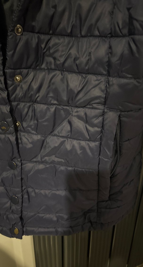 Düğmeli Lacivert Kadın Mont - Görsel 3