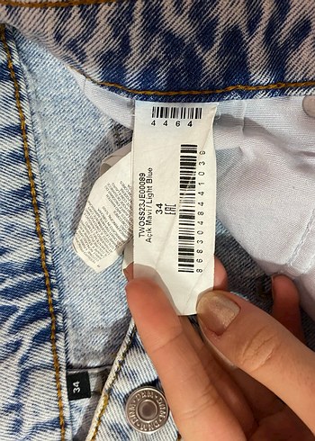 34 Beden mavi Renk Trendyolmilla açık mavi yüksek bel düz kesim straight jean