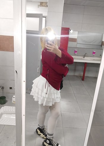 l Beden beyaz Pamuk Mini Etek