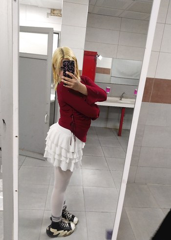 l Beden beyaz Renk beyaz Pamuk Mini Etek