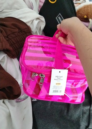 Renkli Desenli Pembe Bebek Çantası - Görsel 2