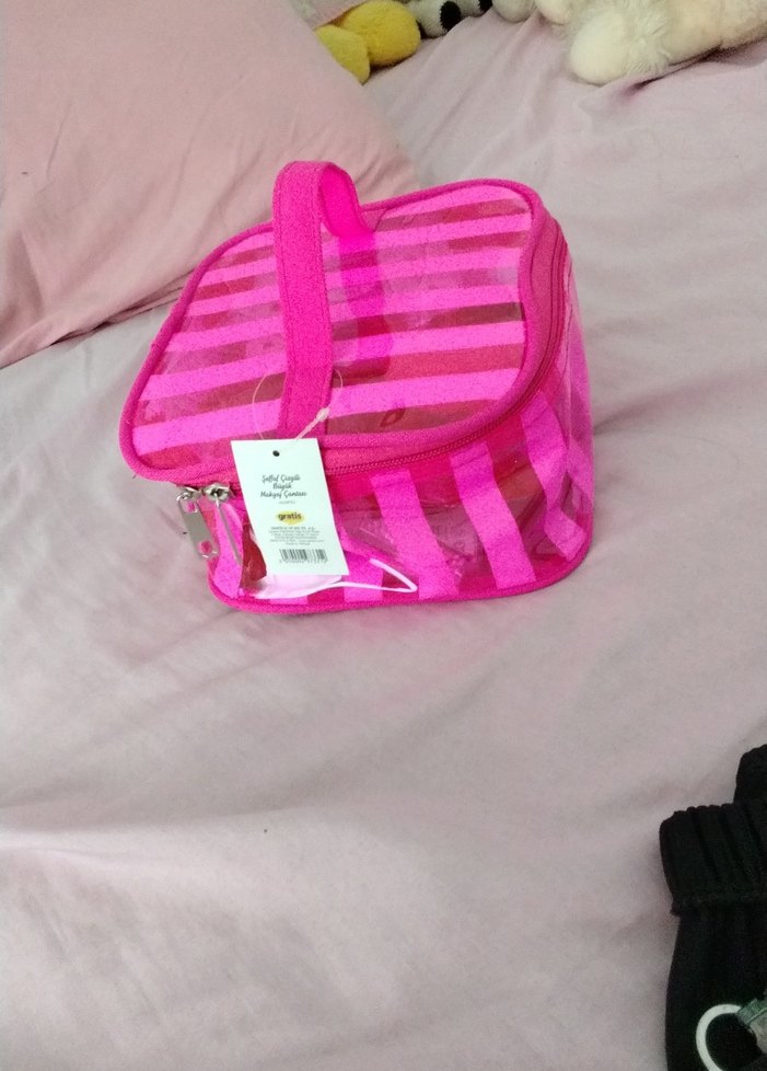 Renkli Desenli Pembe Bebek Çantası - Görsel 5