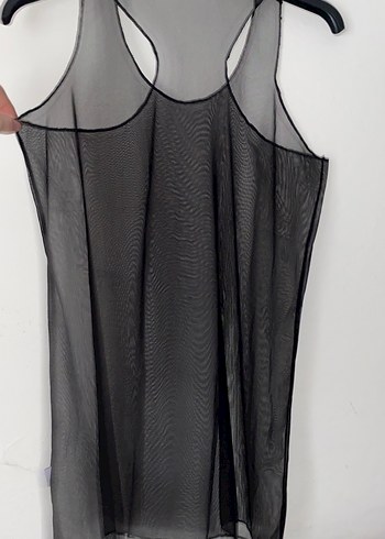 Siyah Transparan V Yakalı Midi Kadın üst - Görsel 3