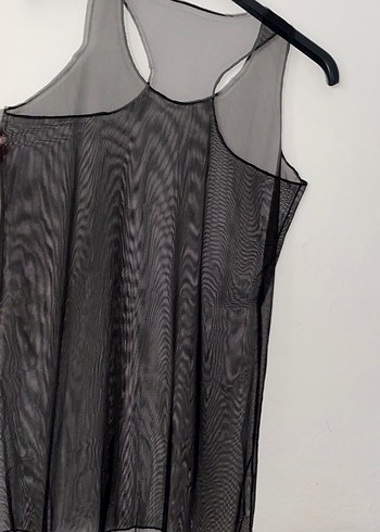 Siyah Transparan V Yakalı Midi Kadın üst - Görsel 2