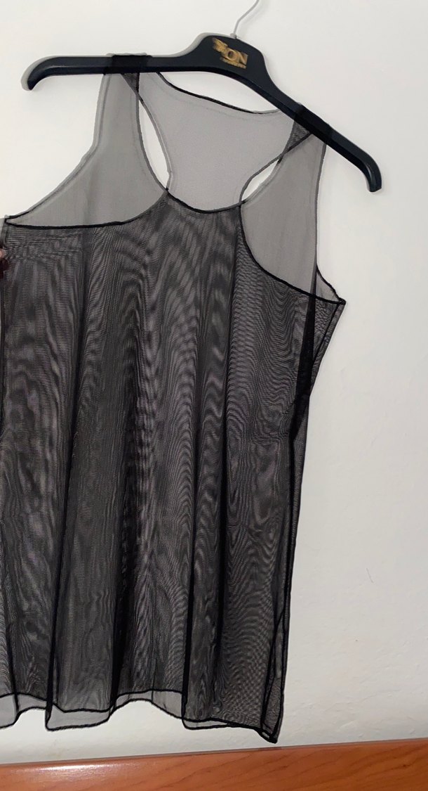 Siyah Transparan V Yakalı Midi Kadın üst - Görsel 2