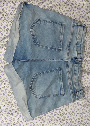 Düğmeli Pastel Mavi Kadın Mini Denim Şort - Görsel 2