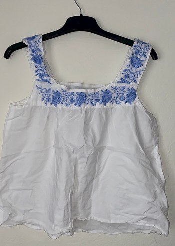 Nakışlı Beyaz Bohem Kadın Bluz - Görsel 2