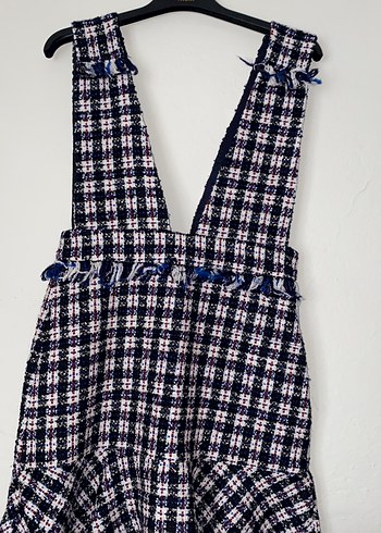 Koyu Renkli Kareli elbise - Görsel 2