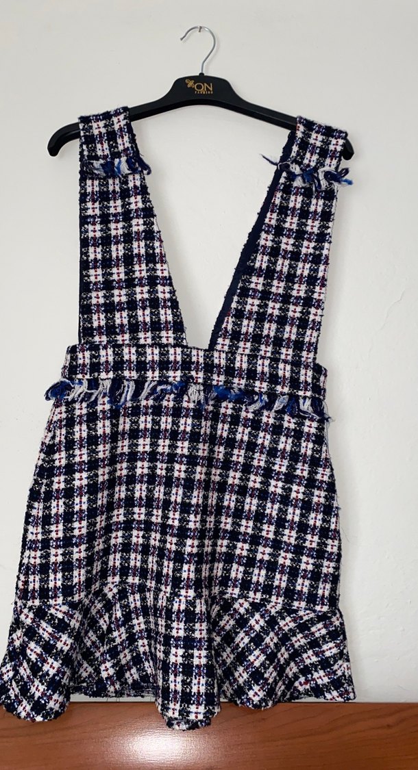 Koyu Renkli Kareli elbise - Görsel 2