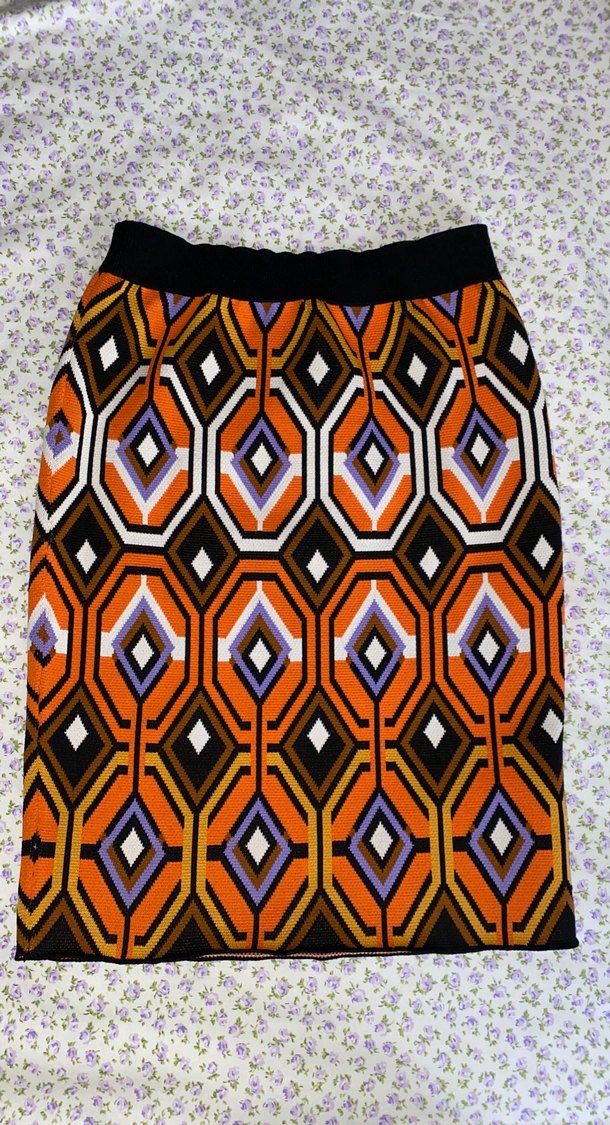 Desenli Bohem Örgü Midi Etek - Görsel 2