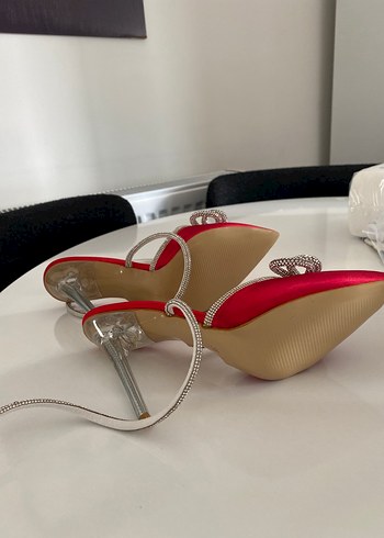 Diğer Kırmızı Fiyonklu Stiletto Abiye Ayakkabı