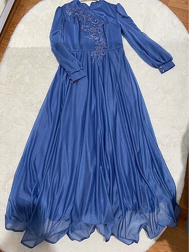 42 Beden mavi Renk Mavi abiye elbise