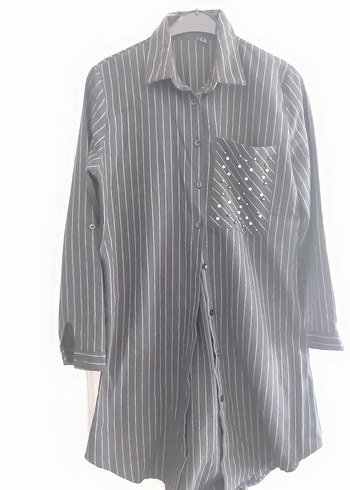 Düğmeli Siyah Uzun Kollu Kadın Gömlek - Görsel 5