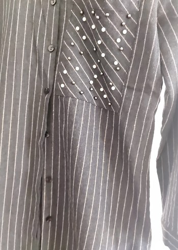 Düğmeli Siyah Uzun Kollu Kadın Gömlek - Görsel 3