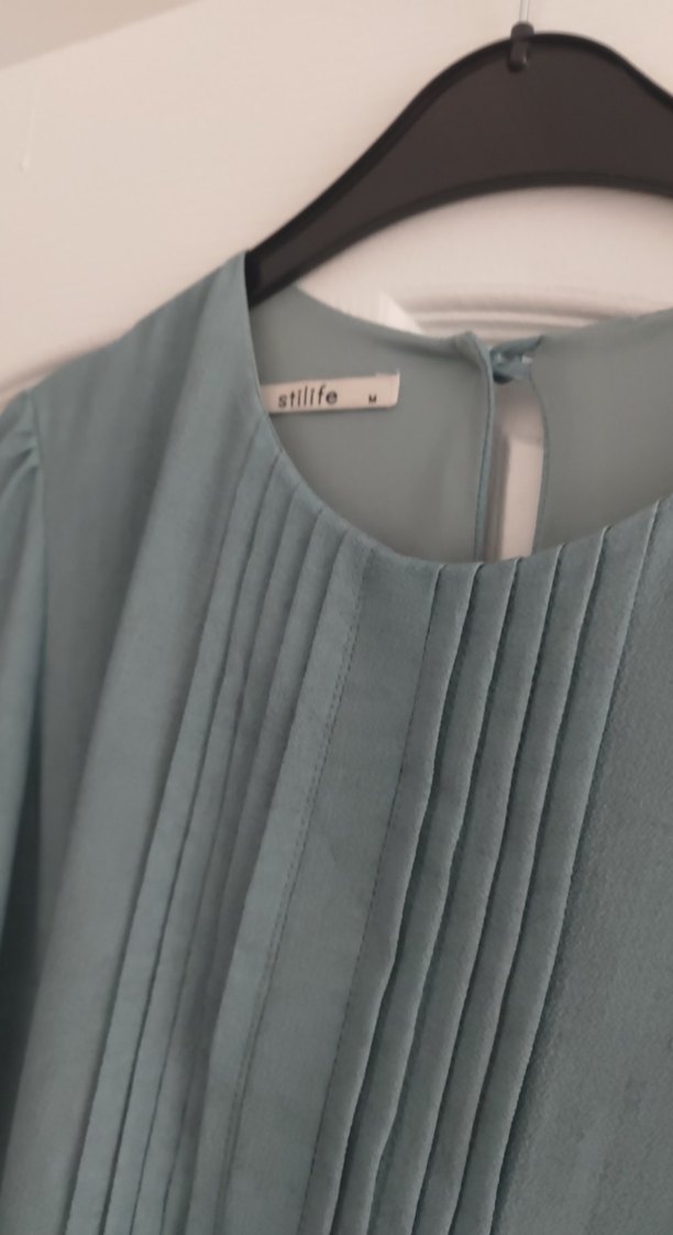 Uzun Turkuaz Nakışlı Kadın Elbise - Görsel 5