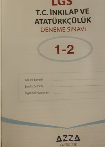 T.C. İnkılap Tarihi ve Atatürkçülük 40 Deneme Kitabı - Görsel 2