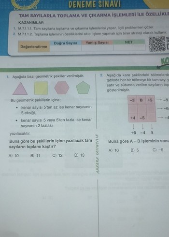32 Haftalık Kazanım Denemeleri Matematik Kitabı - Görsel 2