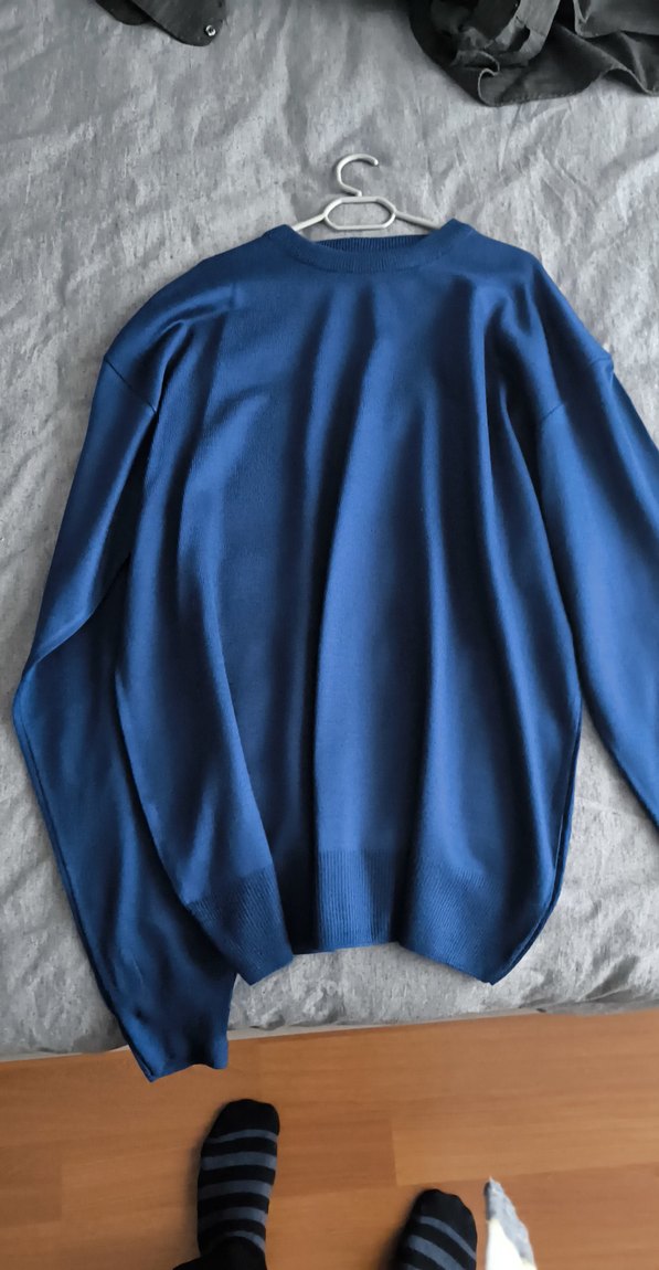 Erkek Mavi Uzun Kollu Salaş Sweatshirt - Görsel 3