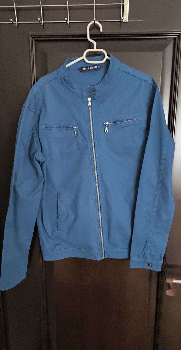 Mavi Denim Erkek Ceket, Fermuarlı, Normal Boy - Görsel 2