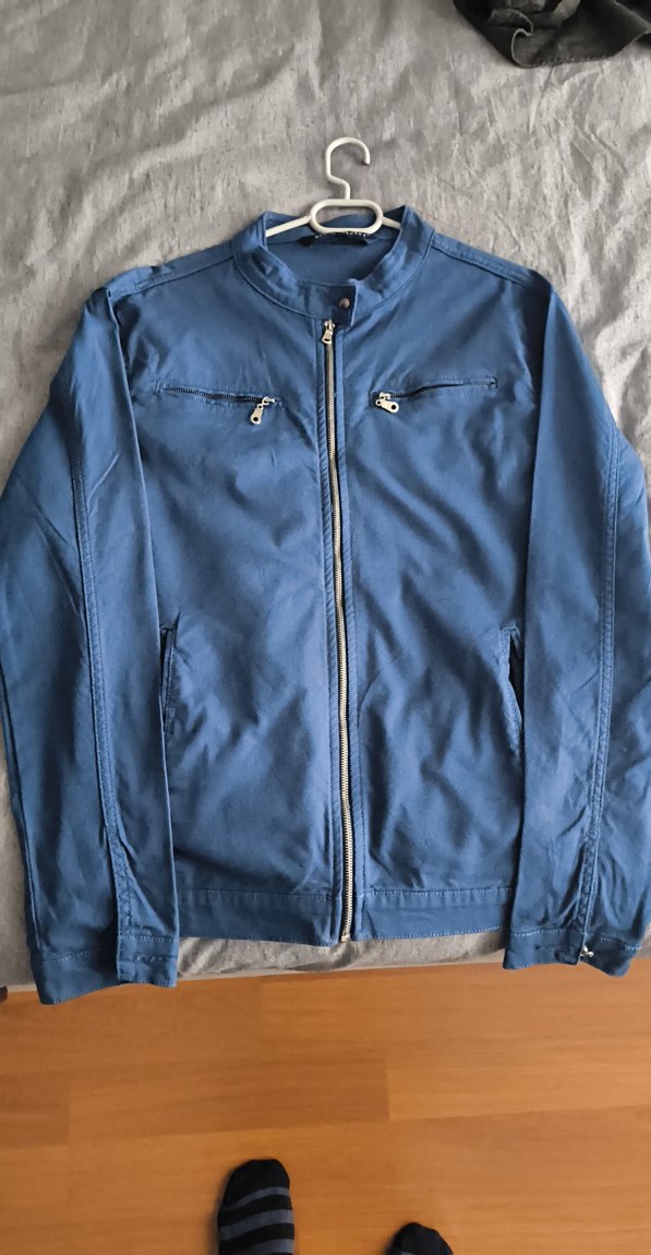 Mavi Denim Erkek Ceket, Fermuarlı, Normal Boy - Görsel 4