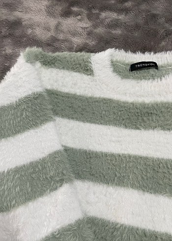 Çizgili Uzun Kollu Kadın Triko - Görsel 2