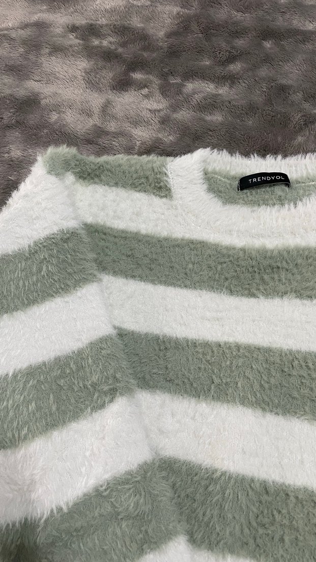 Çizgili Uzun Kollu Kadın Triko - Görsel 2