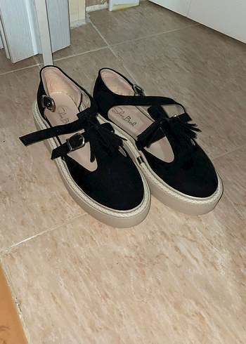 Siyah Süet Platform  Kadın Ayakkabı - Görsel 2