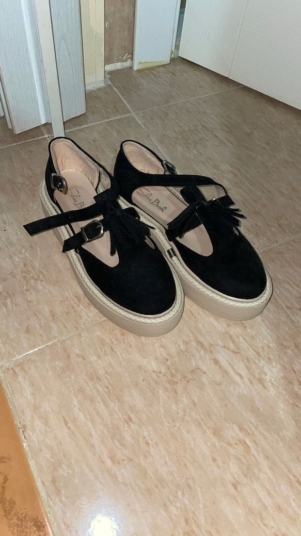 Siyah Süet Platform  Kadın Ayakkabı - Görsel 2