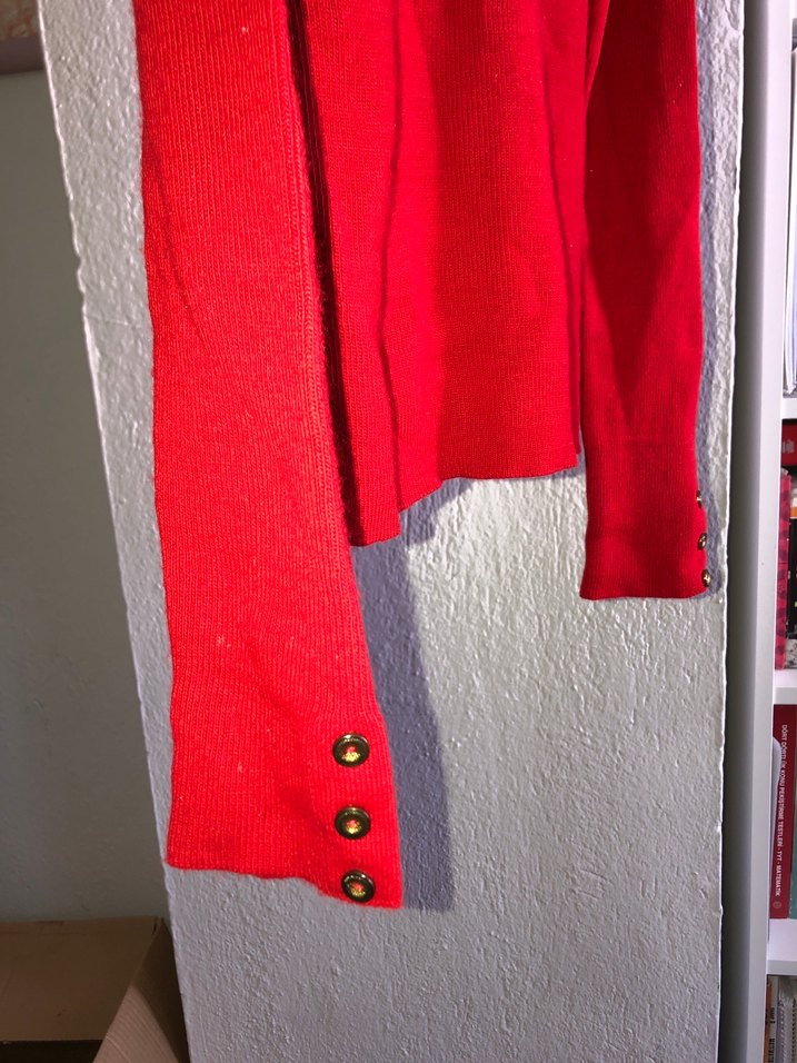 Kırmızı Kadın Yün Kazak, Uzun Kollu - Görsel 4