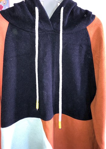 s Beden Kapüşonlu, Renk Bloklu Kadın Sweatshirt