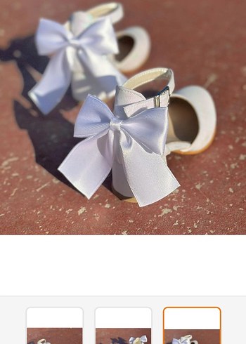 Beyaz fiyonklu kız çocuk topuklu ayakkabı - Görsel 3