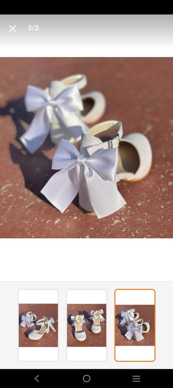 Beyaz fiyonklu kız çocuk topuklu ayakkabı - Görsel 3