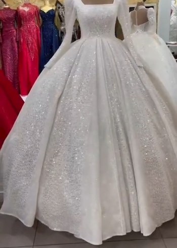 Uzun Kollu V Yaka Prenses Gelinlik - Görsel 4